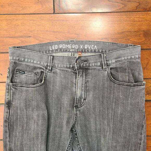 RVCA X Leo Romero Jeans Men's Size 33x31 Gray Straight Leg Skate Surf - Picture 3 of 13